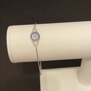 Evil Eye Bracelet in Silver and Blue